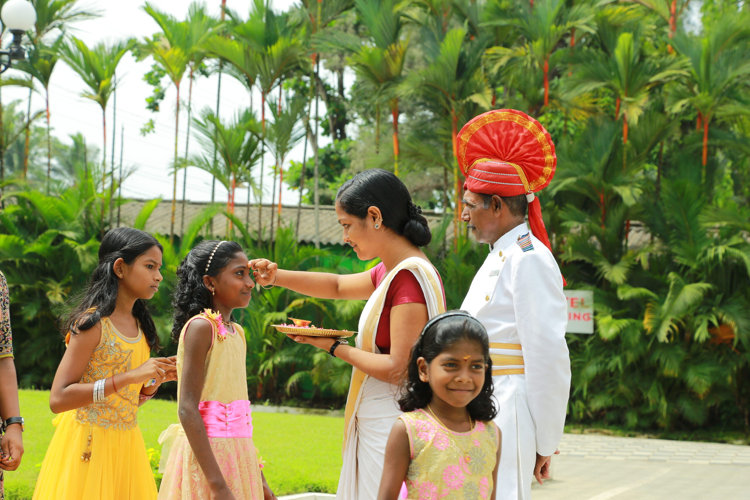 Our underprivileged children receiving a warm welcome from the hotel
